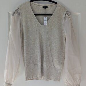 Talbots Beautiful Holiday Christmas Knit Blouse Small New NWT Gold Shimmer $129